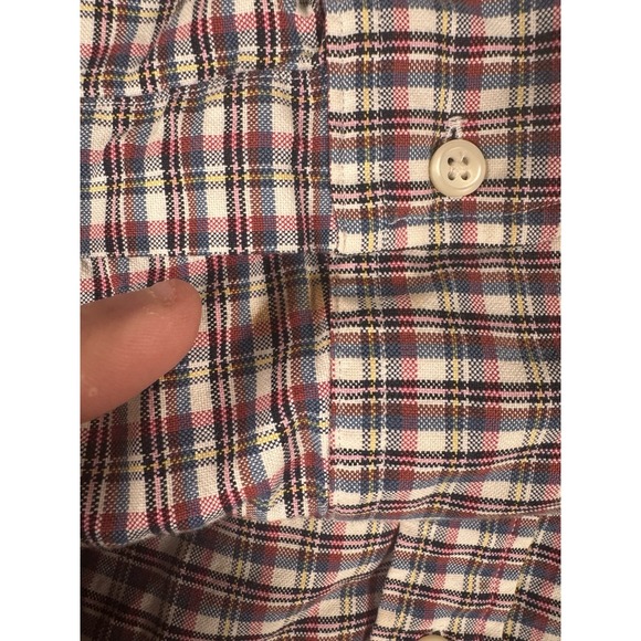 Vtg Polo Ralph Lauren L/S Oxford Button Front Shirt Men's L Plaid Red Flash Pony - Picture 6 of 10